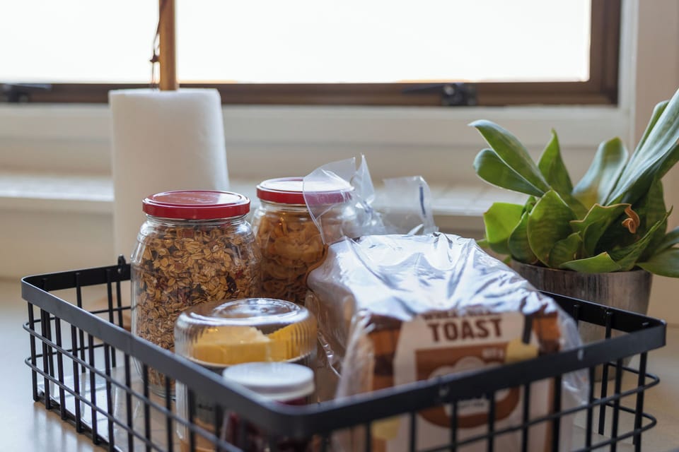 Complimentary breakfast for your first morning ( bread, butter, jam & cereal) 