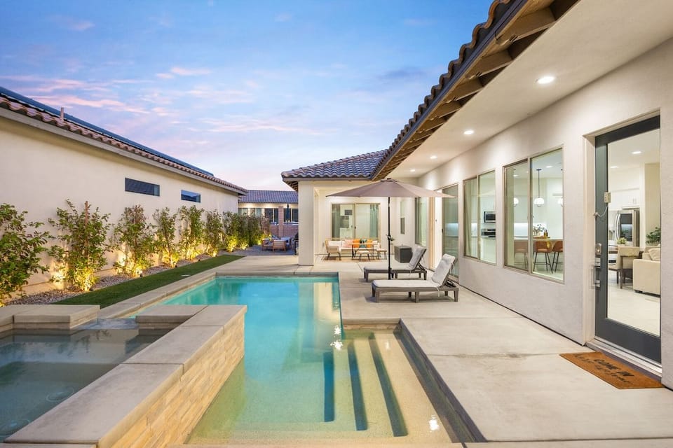 Your private oasis ready for a nighttime swim.