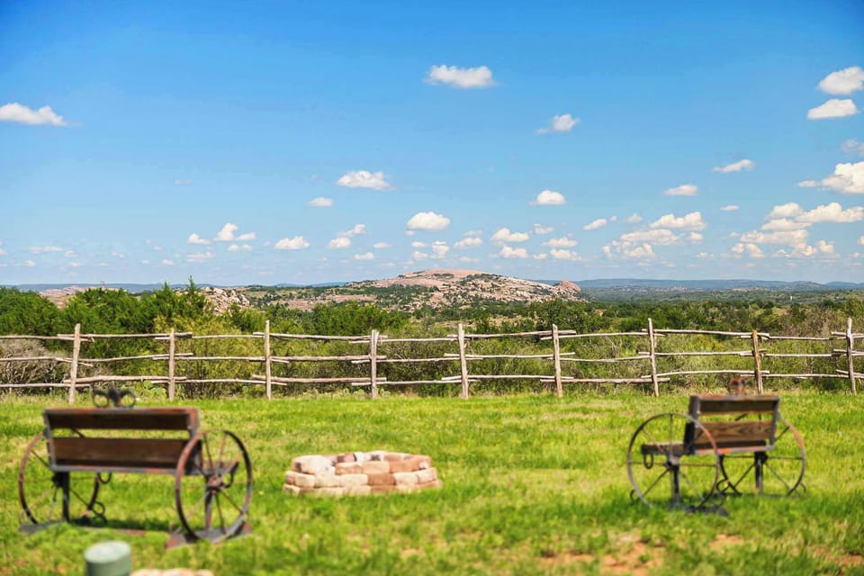 Come together in the firepit while enjoying the stunning views of Enchanted Rock!