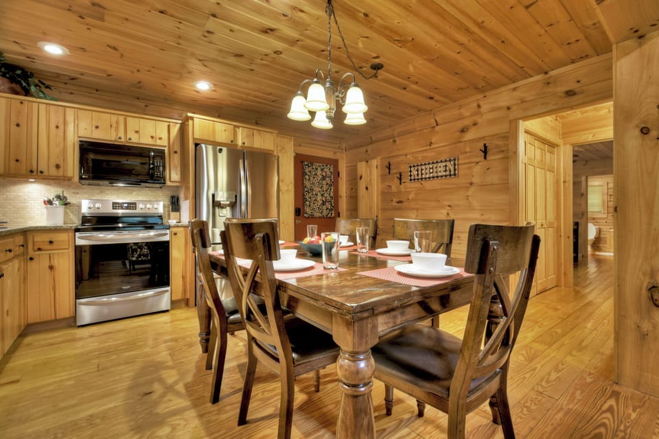 Custom wood table where the family can gather together for meals