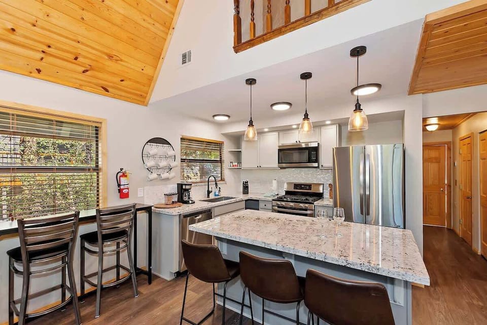 Bar stools and kitchen 