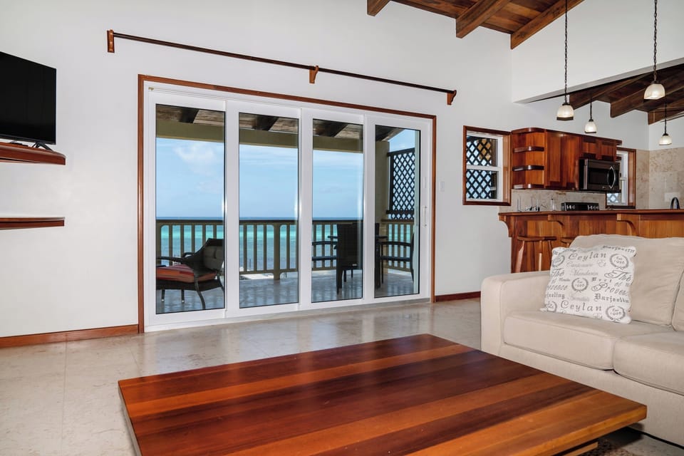 Sliding doors to ocean front balcony