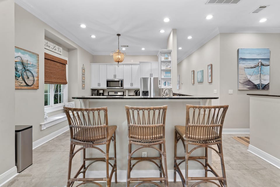 Breakfast bar seating for three