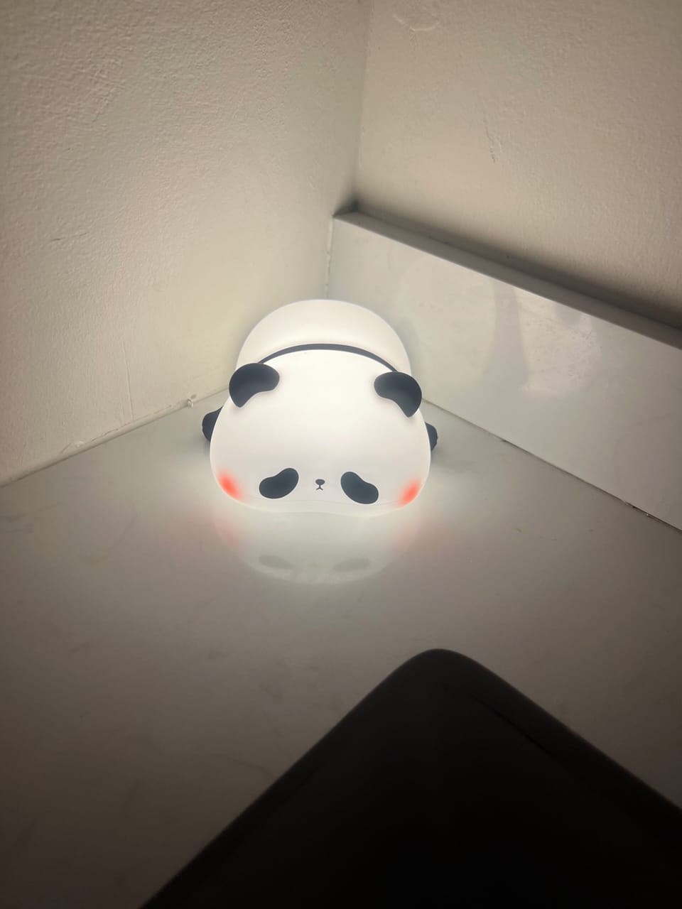 Squishy night light in Master bath.  Just touch!