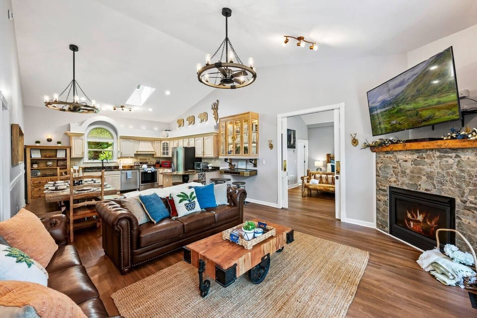 Relax and enjoy the magnificent view of Cove Mountain as you unwind in this open concept kitchen and family room..