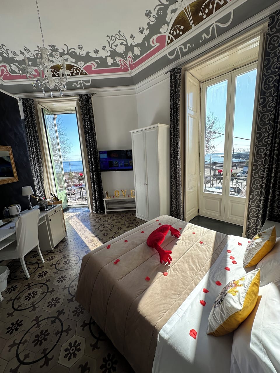 Exclusive Double Room, 1 Queen Bed, Sea View (SUITE BELLINI) | Memory foam beds, desk, laptop workspace, iron/ironing board