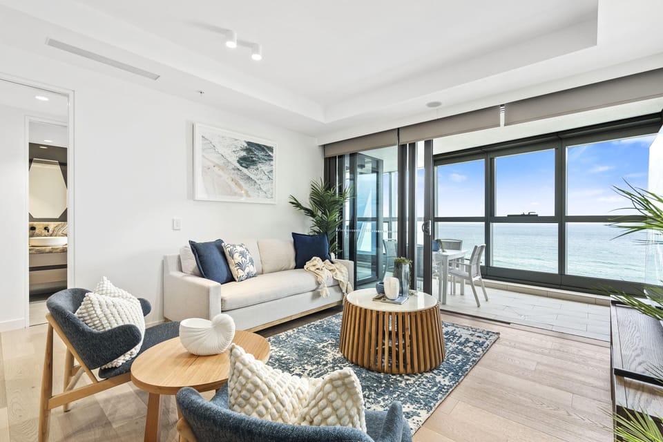 Experience luxury living while lounging around this elegant living room