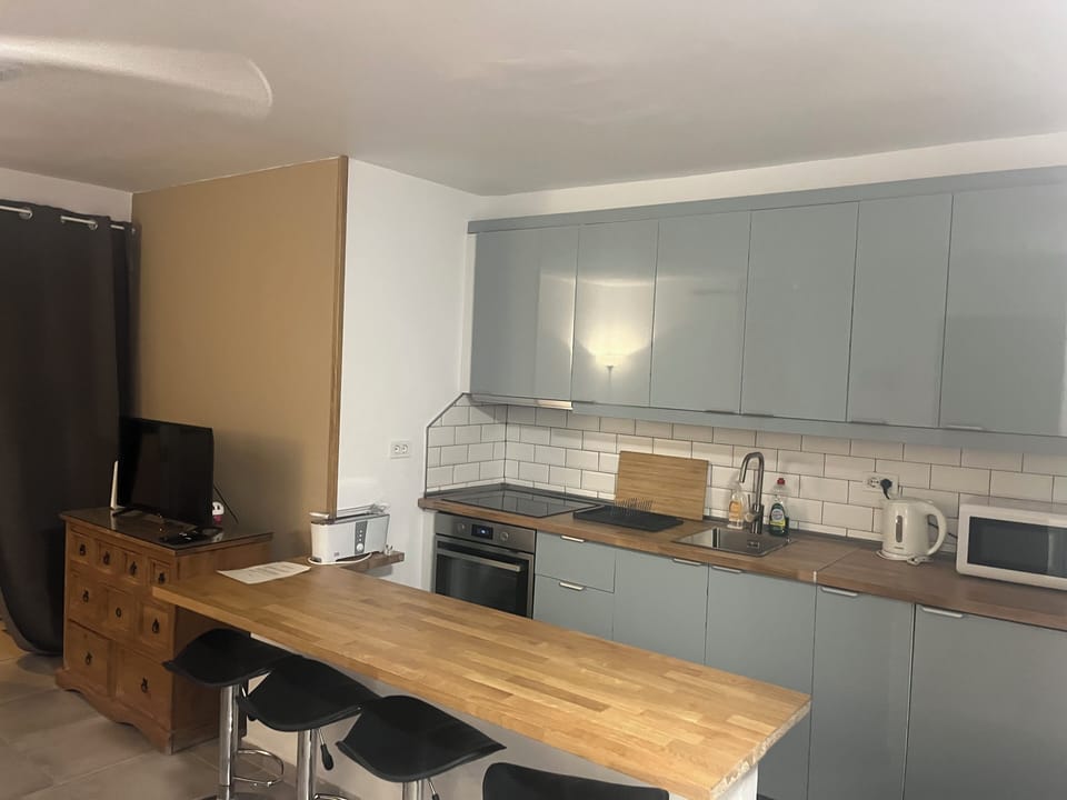 Apartment | Private kitchen | Fridge, microwave, oven, stovetop