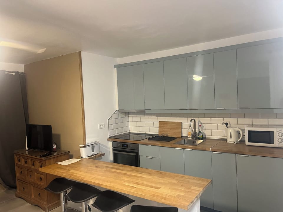 Apartment | Private kitchen | Fridge, microwave, oven, stovetop
