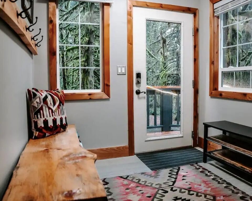 Cabin built using timber sourced from the surrounding forest