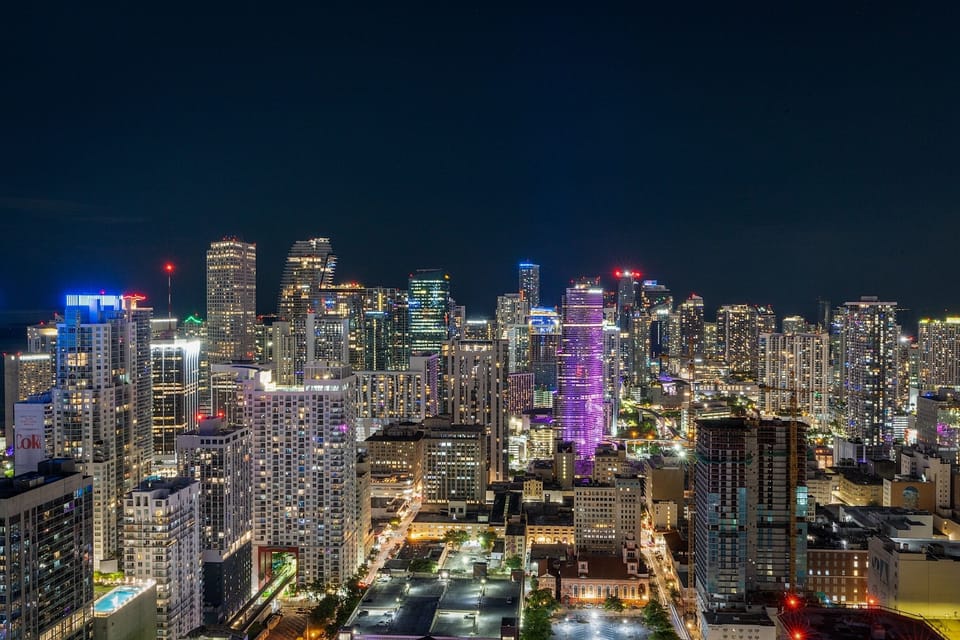 At night, Downtown Miami lights create a magical city backdrop.