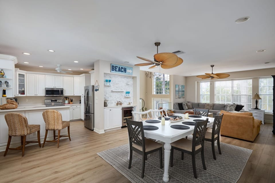 Open concept living and dining area