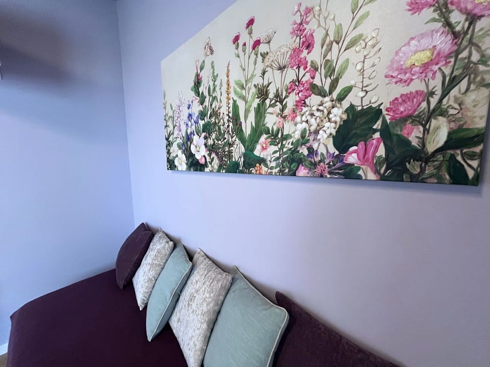 Property, Flower, Picture Frame, Paint, Plant, Rectangle, Purple, Interior Design, Art, Comfort