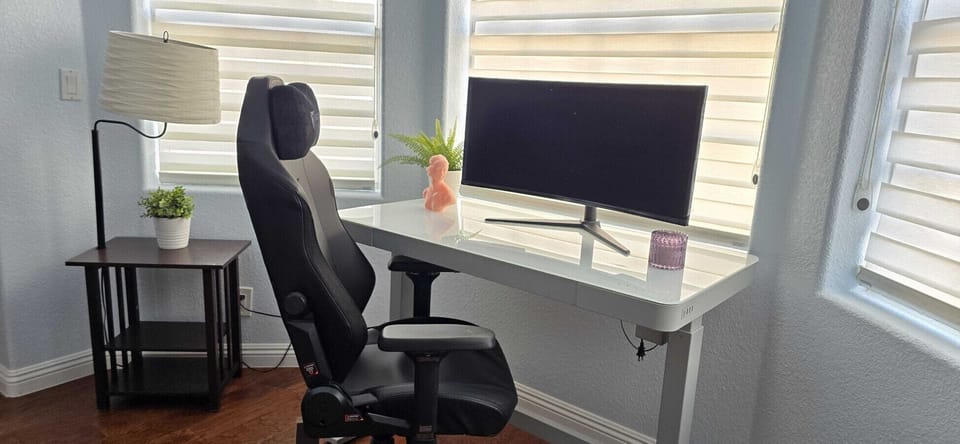 Dedicated Office Space In Master Bedroom w/ Ultrawide Monitor + Secret Lab Chair