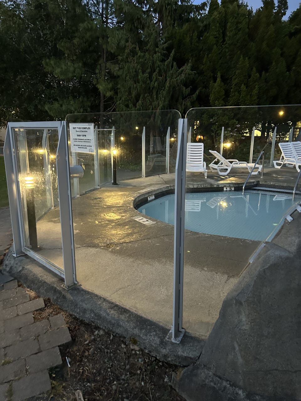 Kids pool at night.