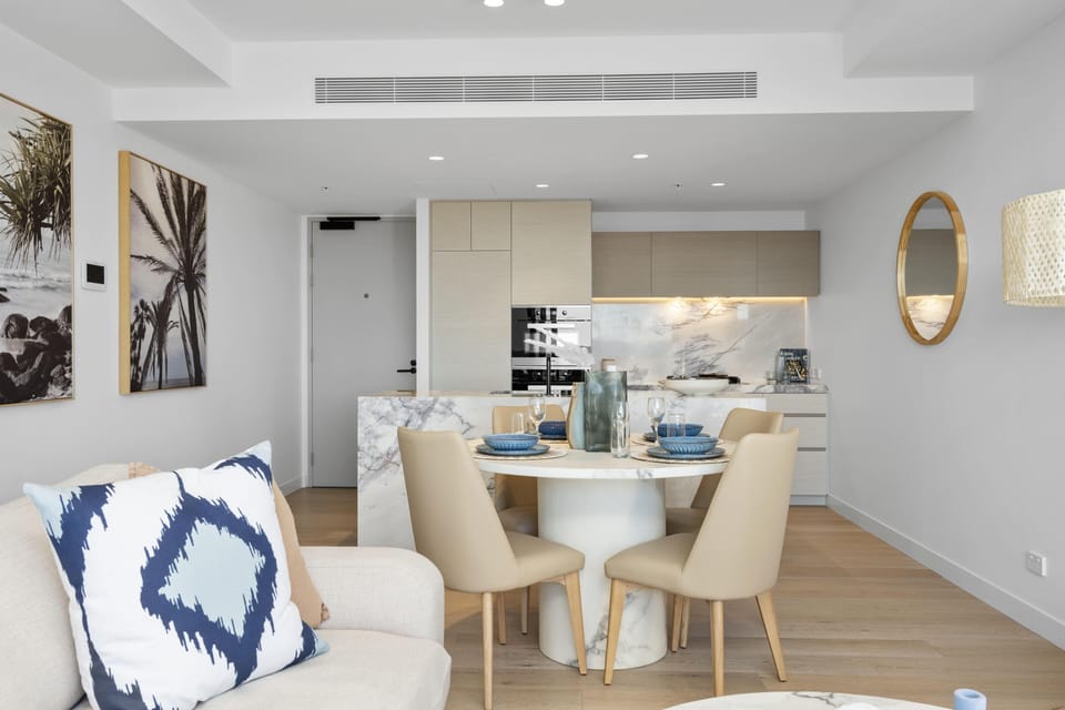 Dining area is right next to the living area and the kitchen