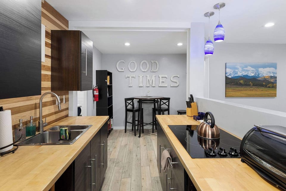The dining area is right by the kitchen.
