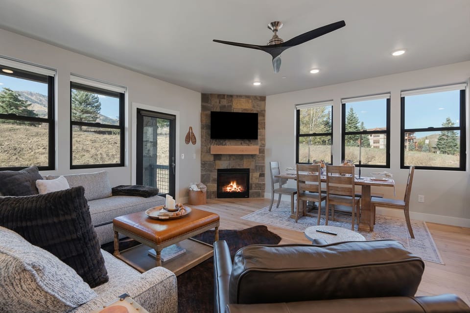 Living area with fireplace