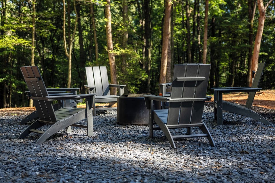 Relax by the fire surrounded by peaceful woodland views