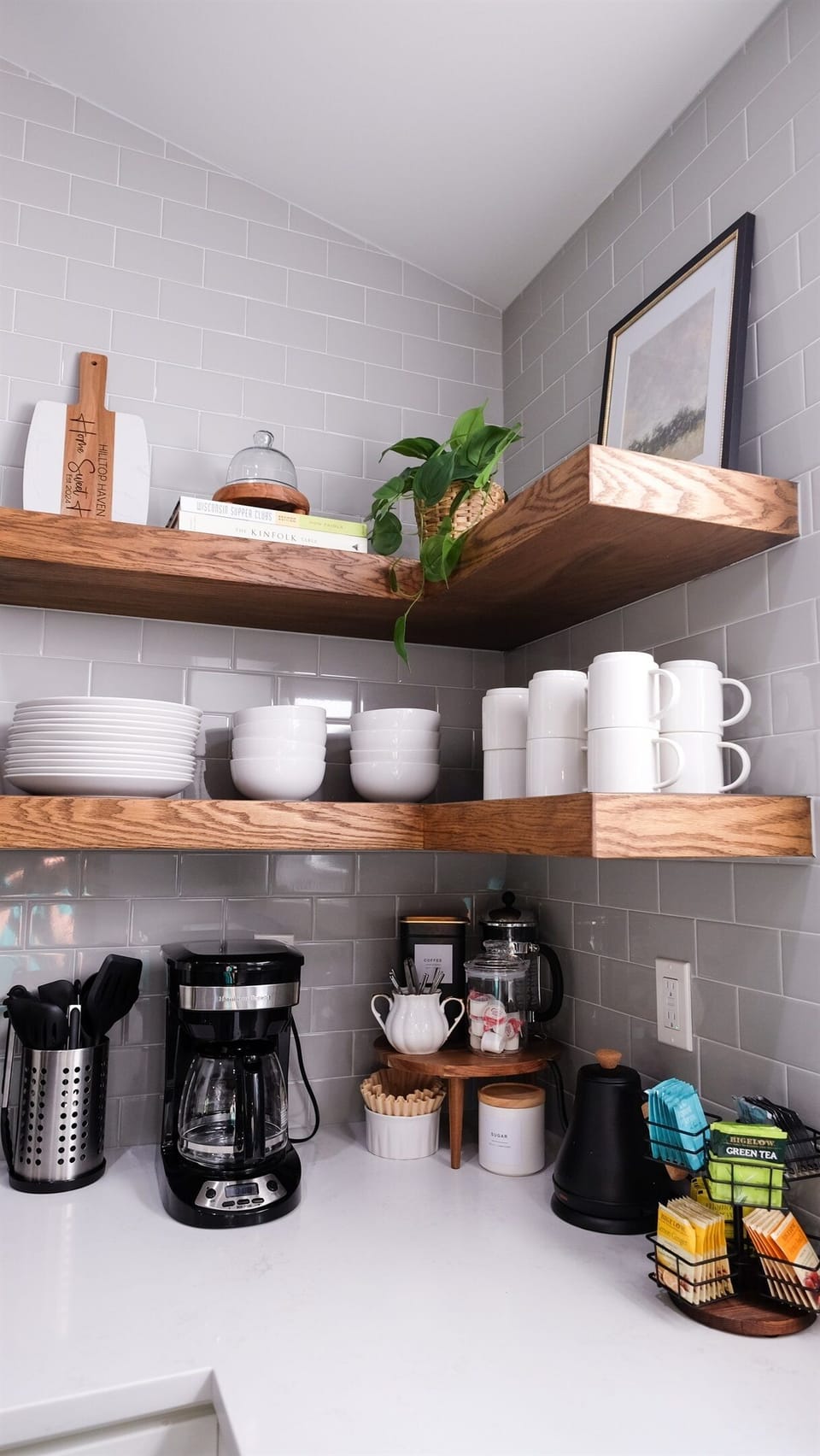 Coffee & Tea Bar with Drip Coffee, French Press, and Electric Kettle