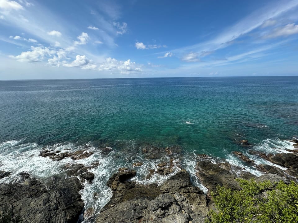 Listen to the waves crashing on the rocks below