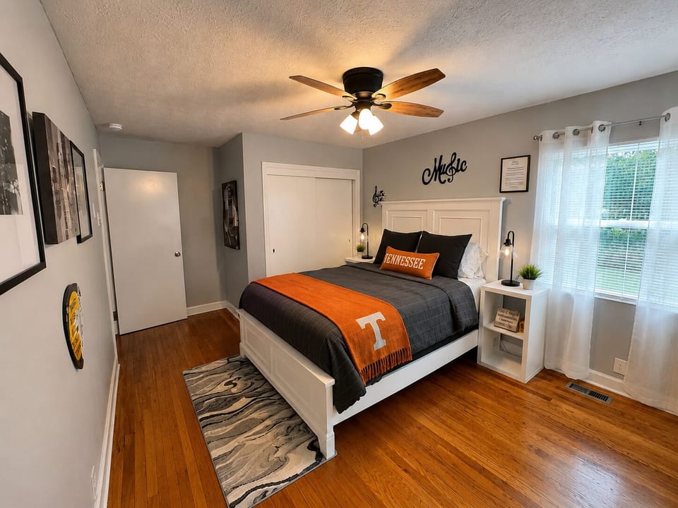 A welcoming private bedroom with space to unpack and settle in.