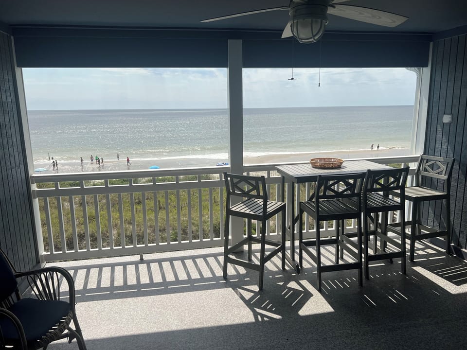 Top floor balcony view of the beach