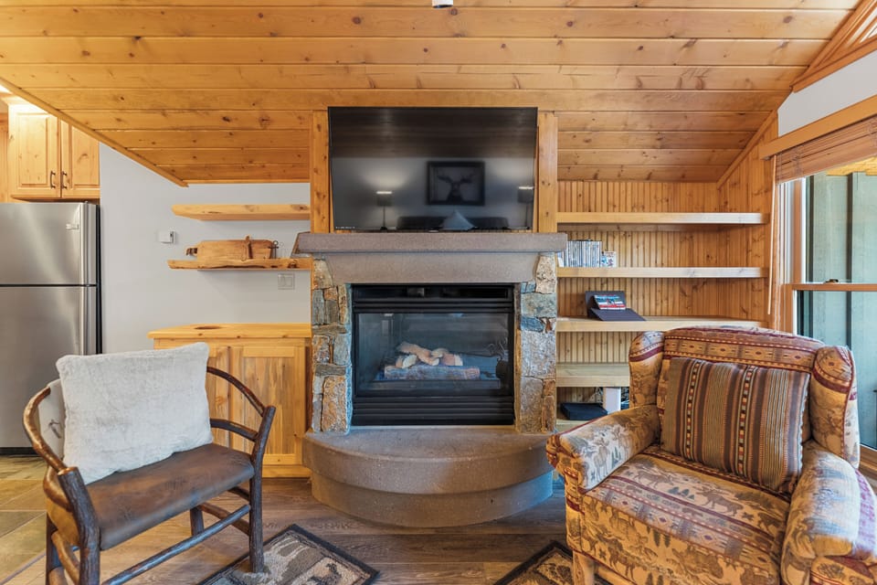 Gas fireplace and TV
