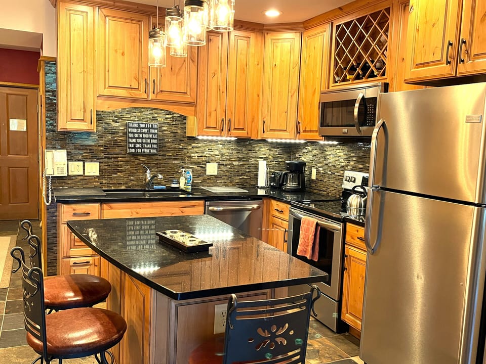 Kitchen and bar area