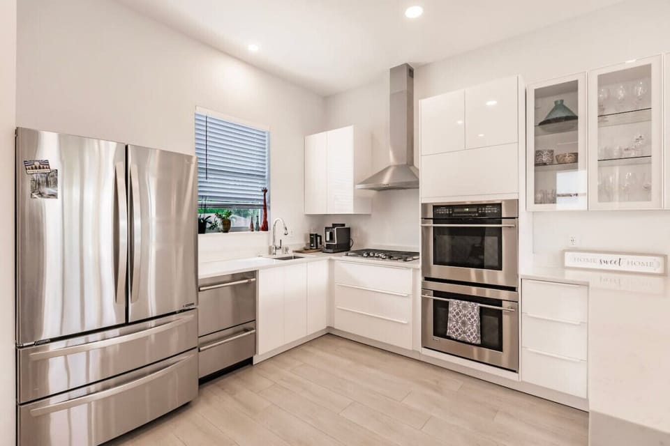 Our kitchen is modern and amazing. You will find absolutely everything you need here.