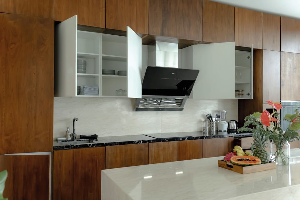 Panoramic Villa, Pool View | Private kitchen | Fridge, oven, stovetop, electric kettle