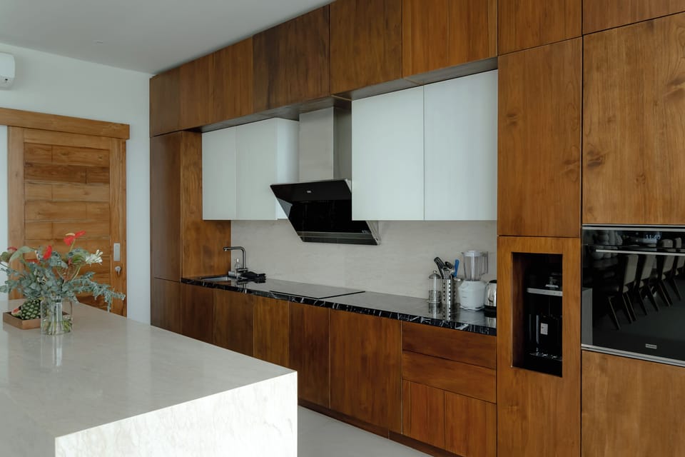 Panoramic Villa, Pool View | Private kitchen | Fridge, oven, stovetop, electric kettle