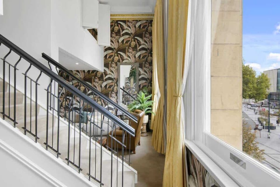 Staircase and Living Room