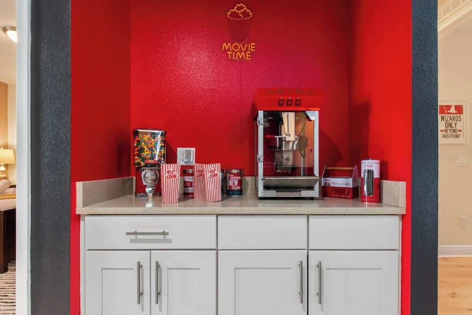 Make every movie night special with your own popcorn station! This vibrant setup features a popcorn maker, snacks, and all the essentials to create the perfect cinematic treat. Enjoy a true theater experience from the comfort of your stay!