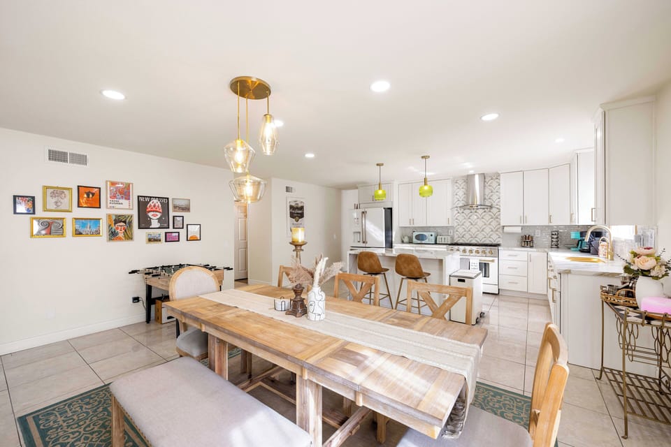 open kitchen and dining room