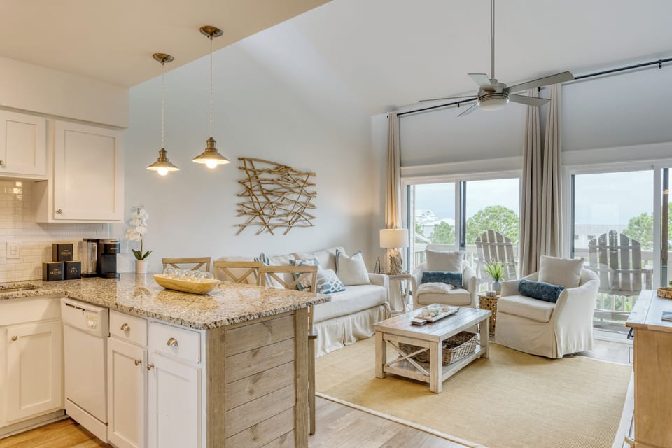 Living room and kitchen.