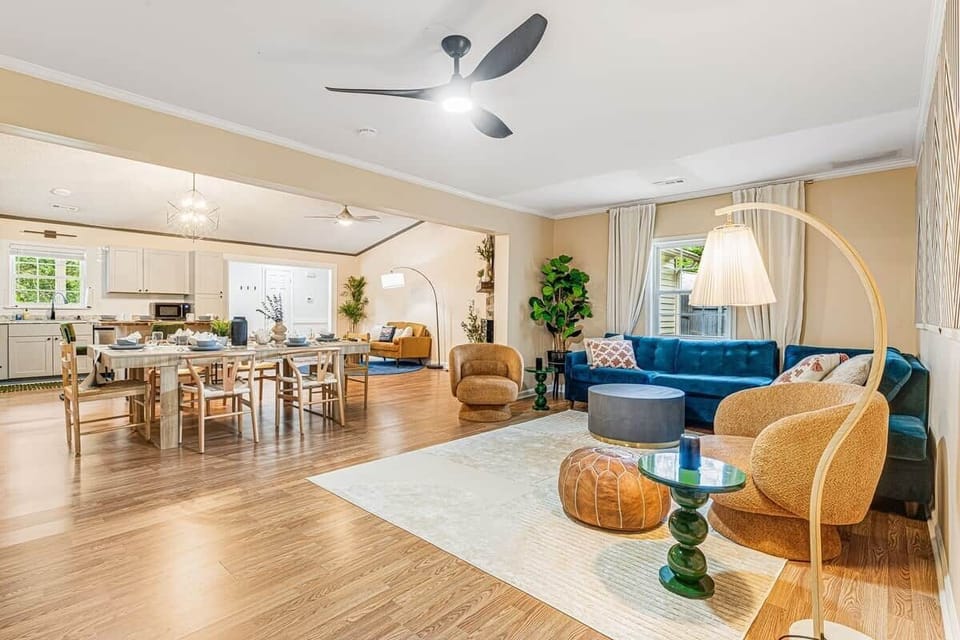 Relax in ample living room seating while enjoying a clear open view into the kitchen!