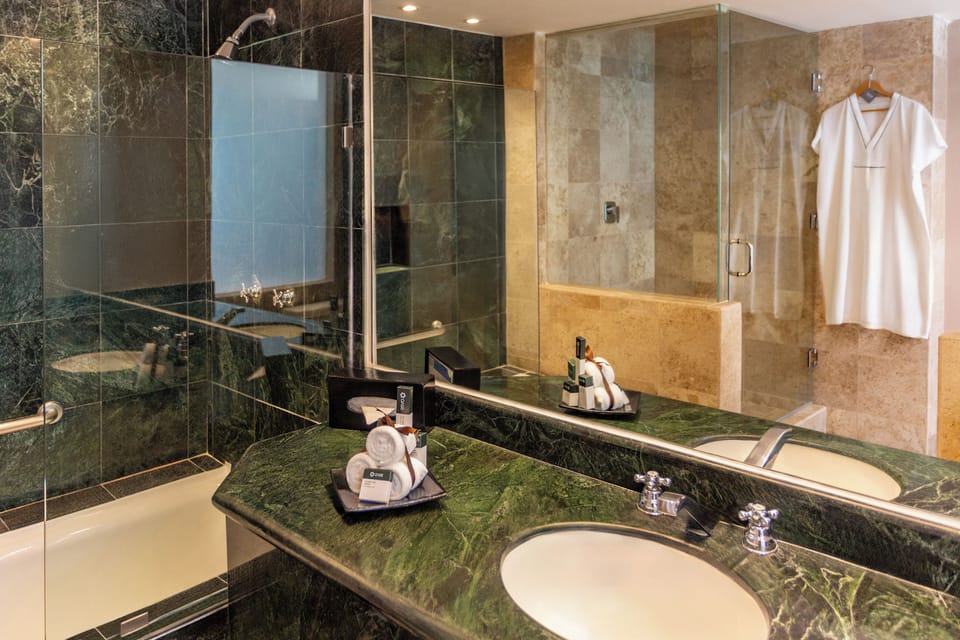 Shower, hair dryer, bathrobes