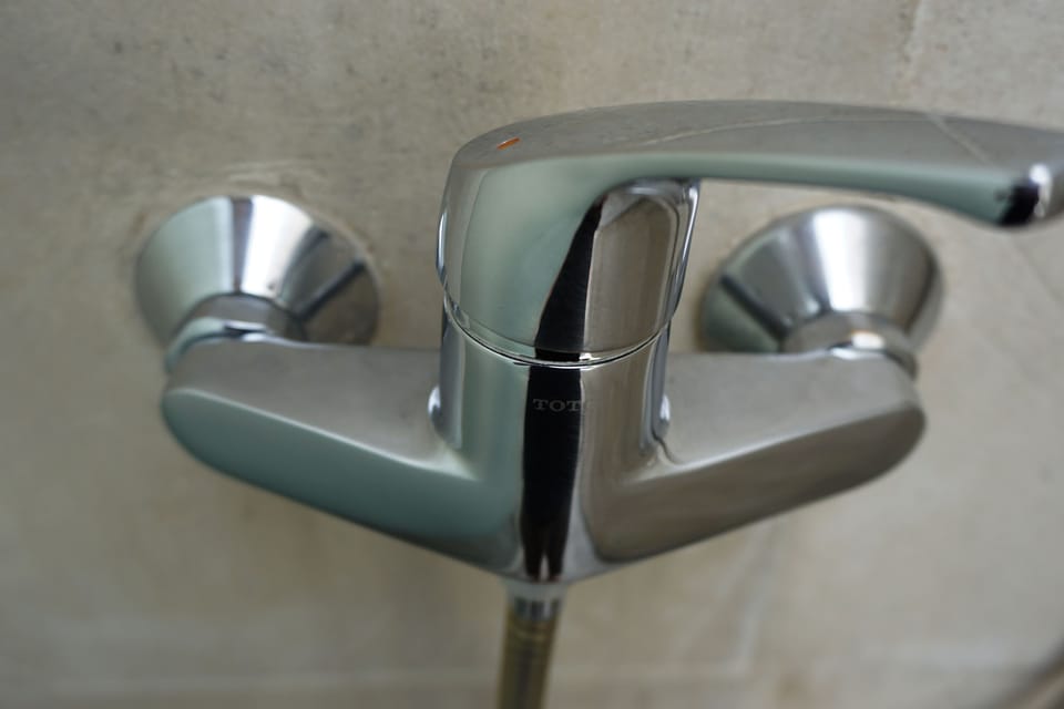 Shower, rainfall showerhead, hair dryer, slippers