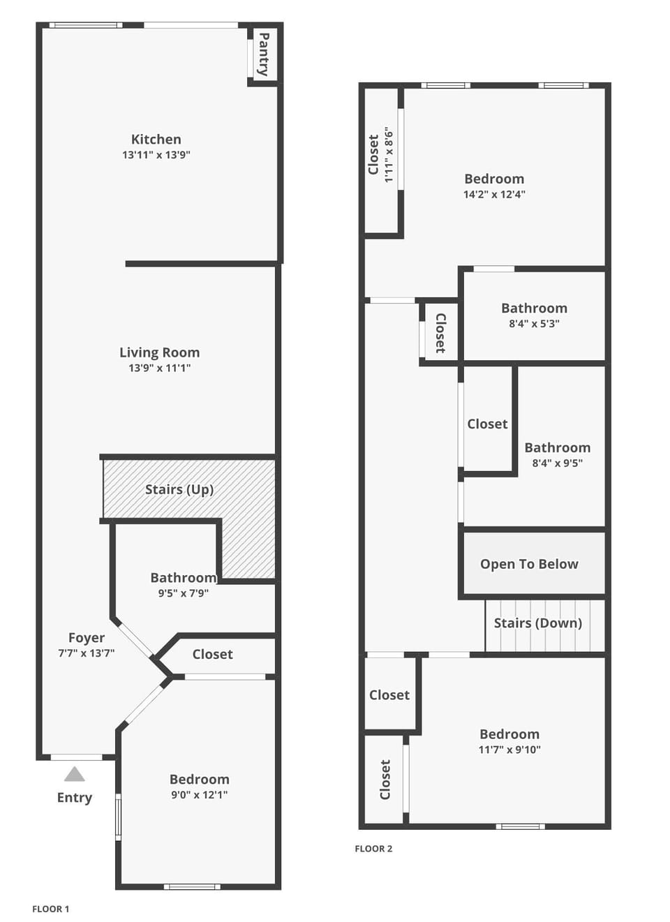 Floor plan showing a two-story layout with three bedrooms and three bathrooms for family-friendly living.