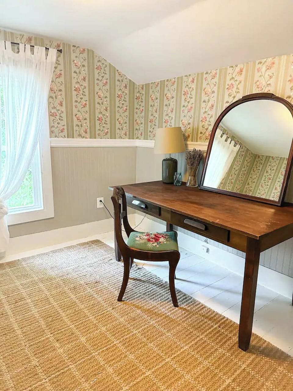 office in bedroom with king bed