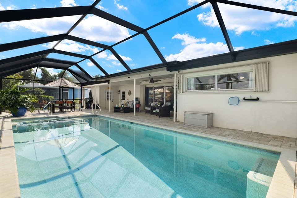 The pool has Eastern exposure