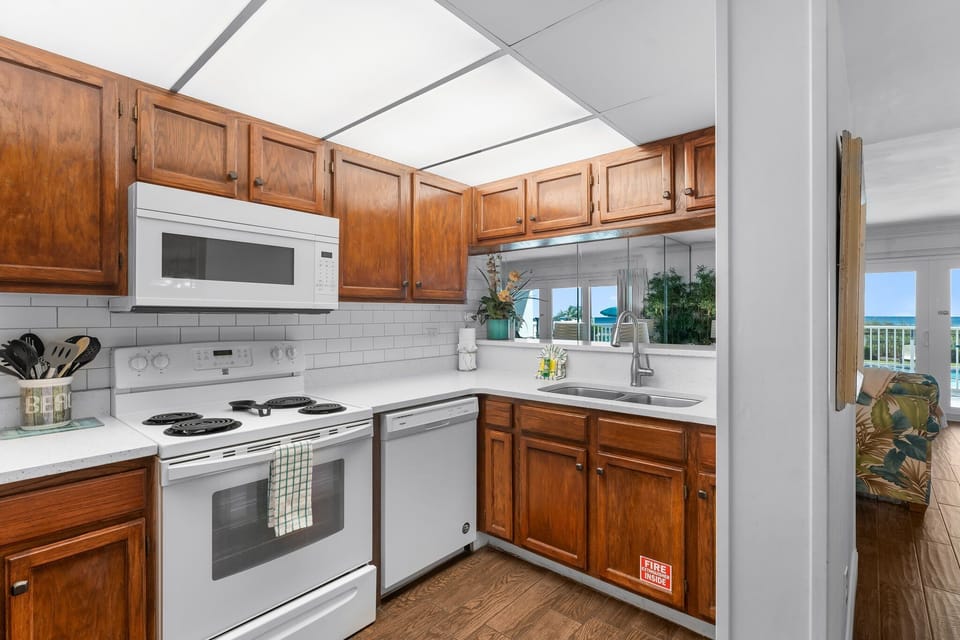 The fully equipped kitchen has everything you need to prepare meals for family and friends.