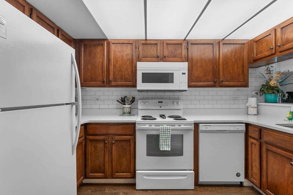 The fully equipped kitchen has everything you need to prepare meals for family and friends.