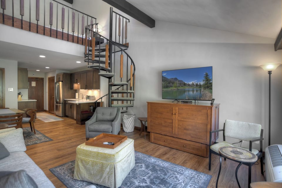 Living Room and Stairs to Loft
