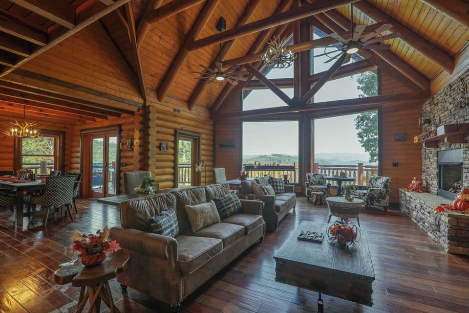 Extra Large Family Room with plenty of seating and work stations. 