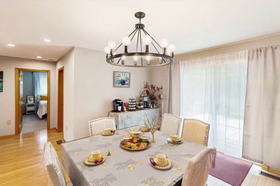 Breakfast nook includes coffee bar with Keurig machine