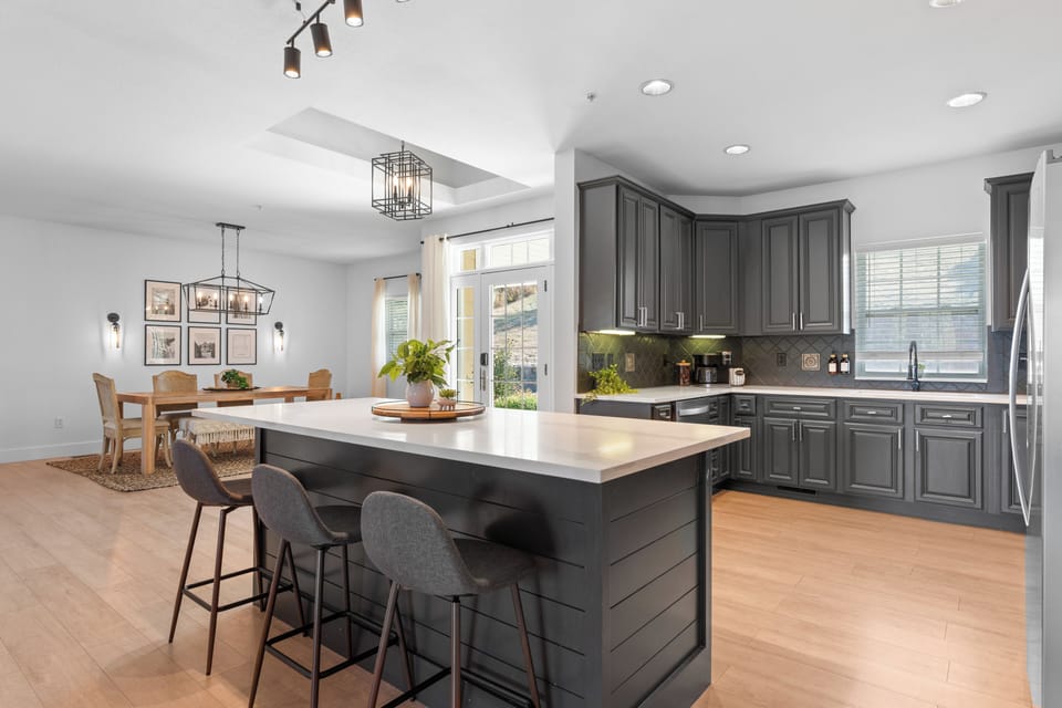 Open concept kitchen, living, and dining room. The whole group can be together!