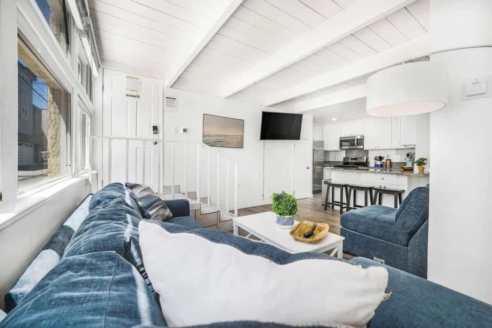 Comfortable open plan living area with a queen sofa bed for extra guests! 
Please note that the coffee table shown has been replaced with another model. 
