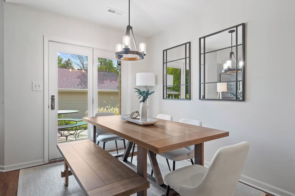 Gather around our elegant dining table set for 6, perfect for shared meals and meaningful conversations